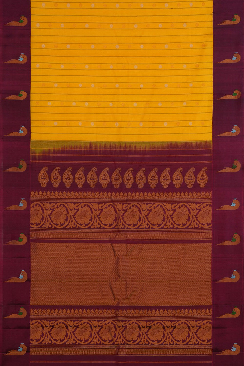 Image of Gadwal Silk Yellow Saree
